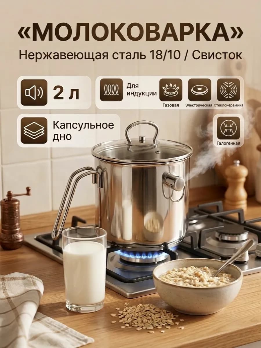 Молоковарка 2 л из нержавеющей стали