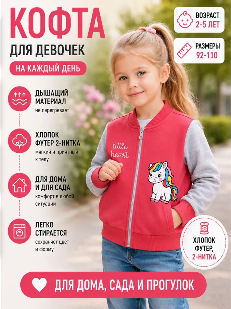 Кофта бомбер на молнии