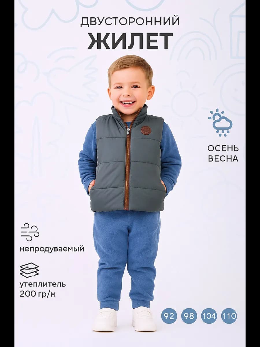 Жилетка детская утепленная двухсторонняя