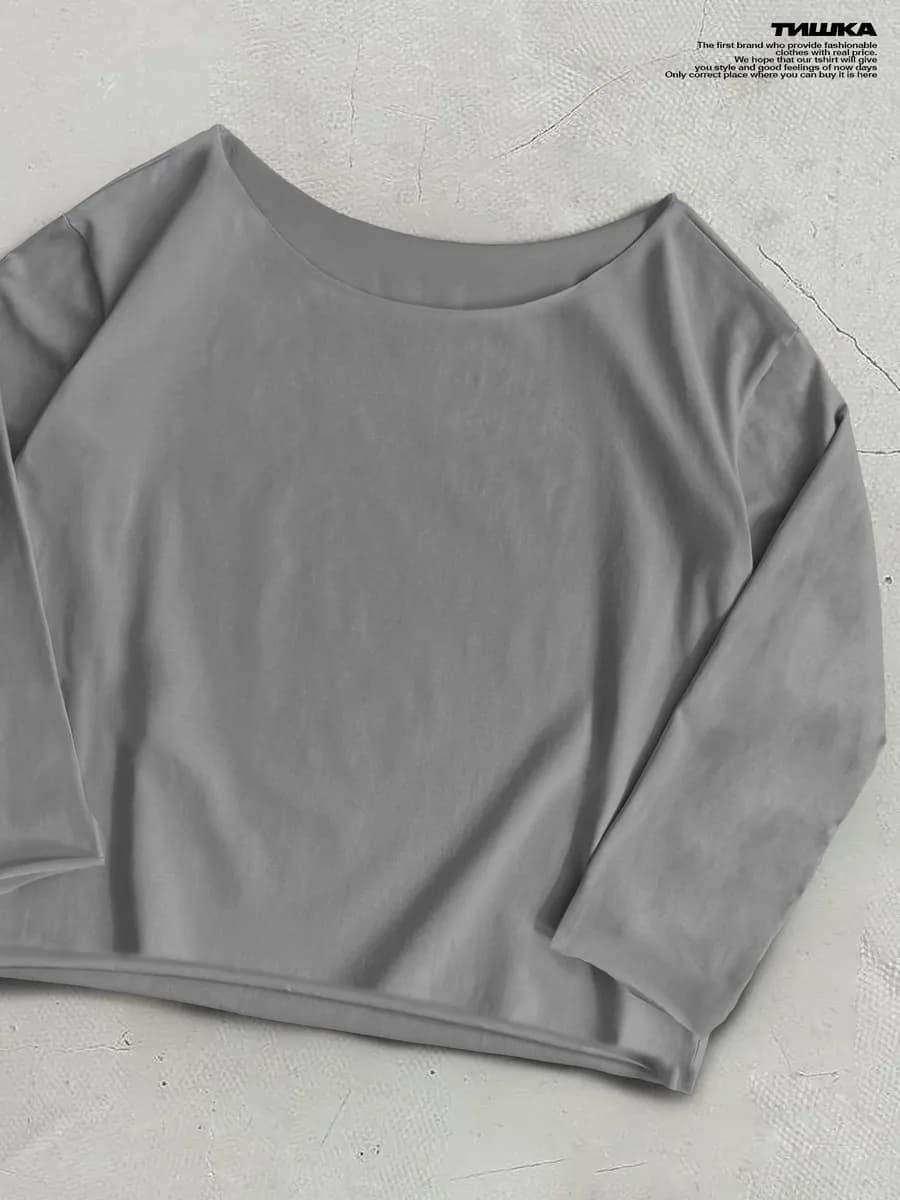 Однотонный оверсайз лонгслив с необработанным краем