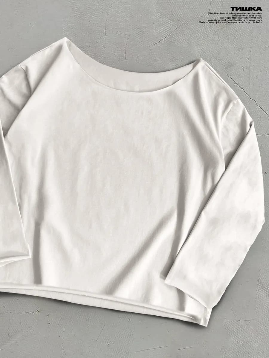 Однотонный оверсайз лонгслив с необработанным краем - фото 1