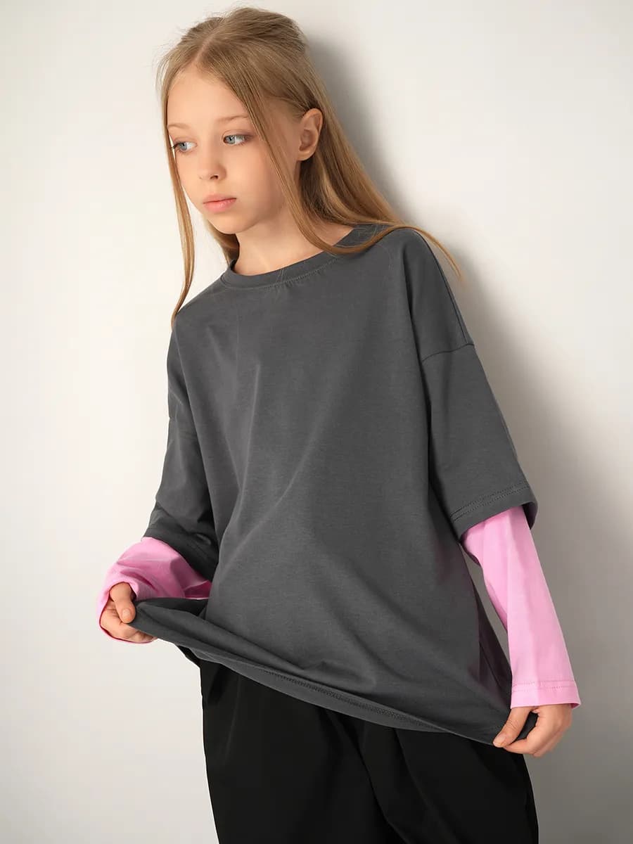 Лонгслив оверсайз с двойным рукавом