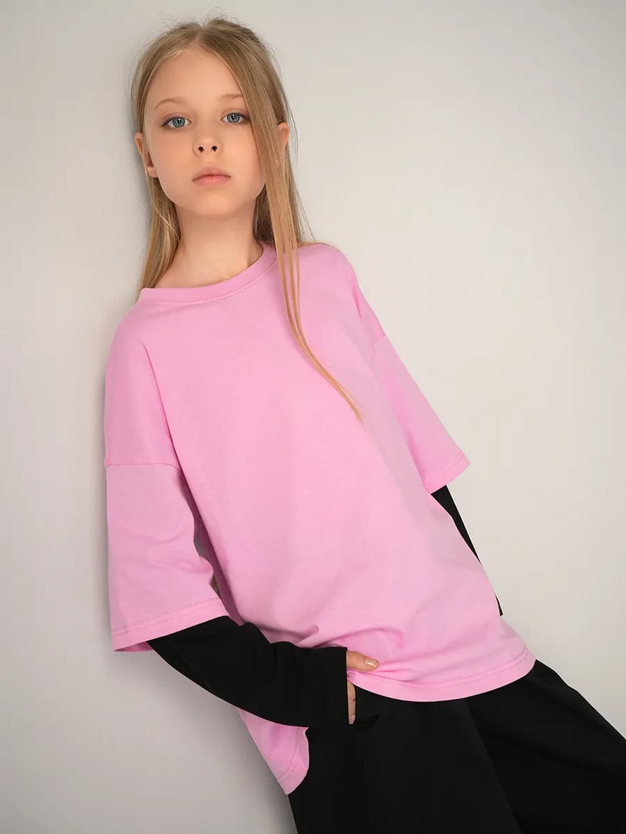 Лонгслив оверсайз с двойным рукавом