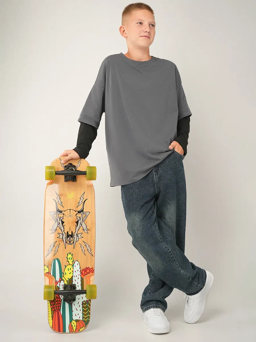 Лонгслив оверсайз с двойным рукавом