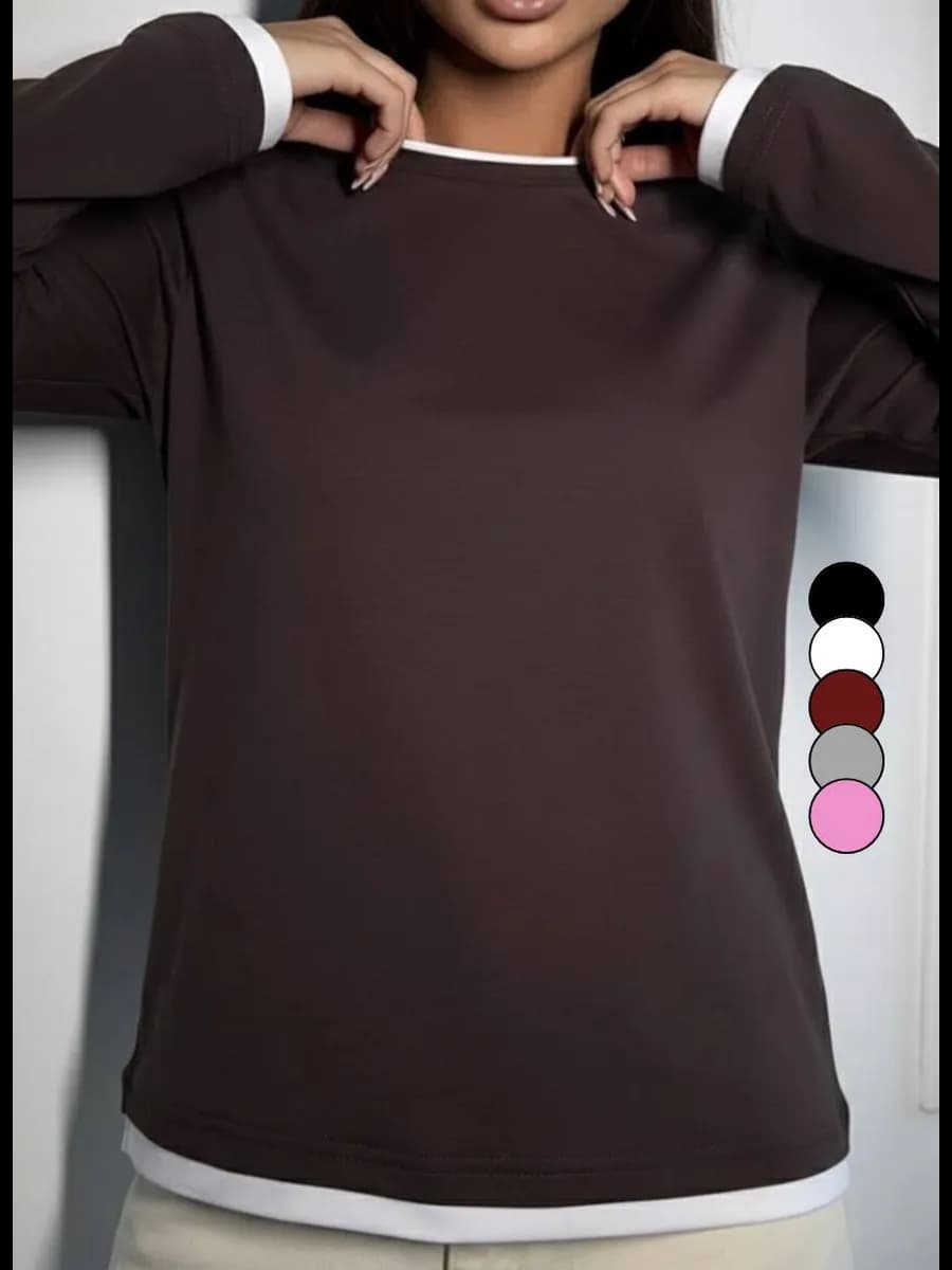 Лонгслив хлопковый многослойный базовый