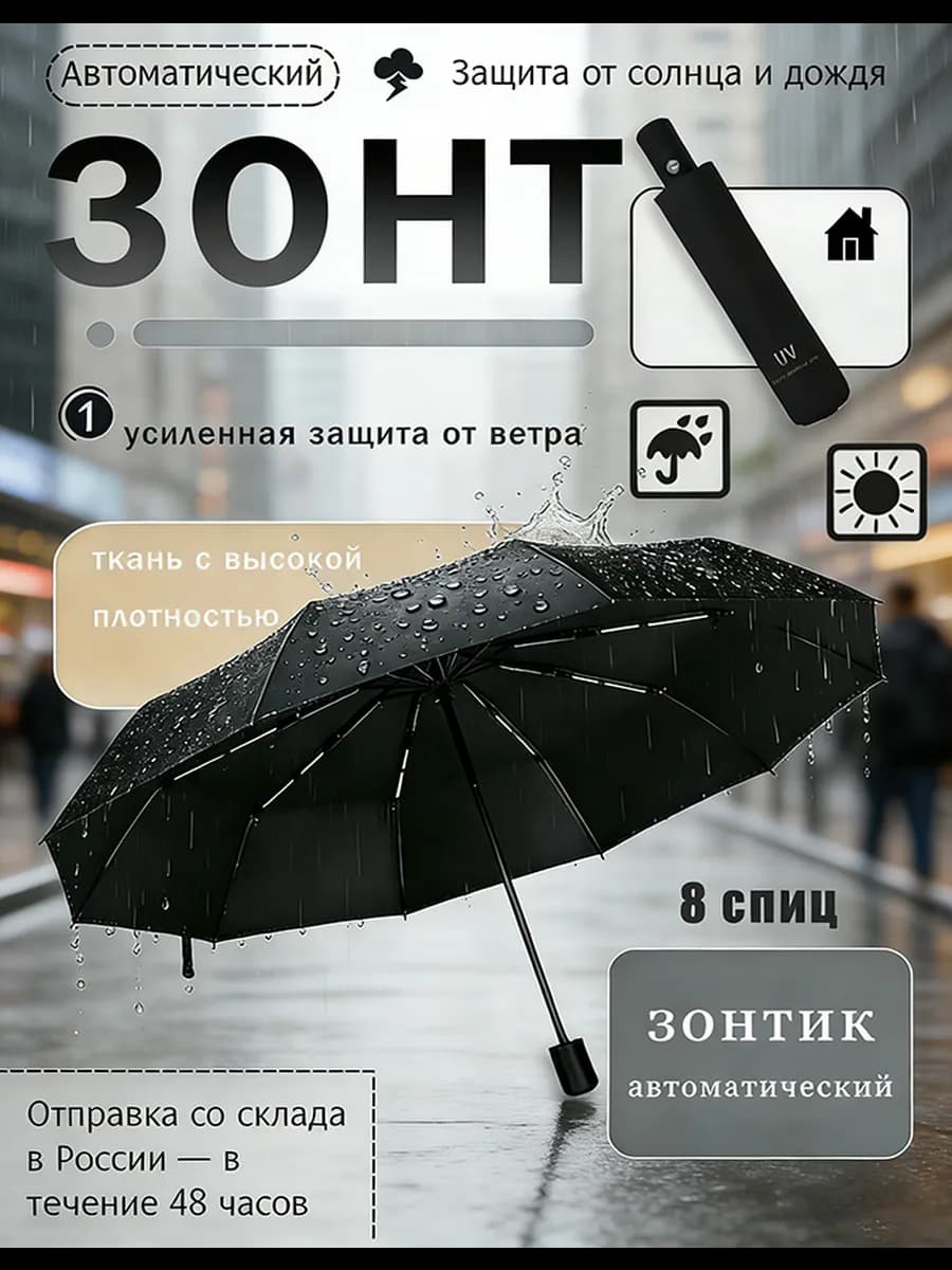 Зонт автомат антиветер складной