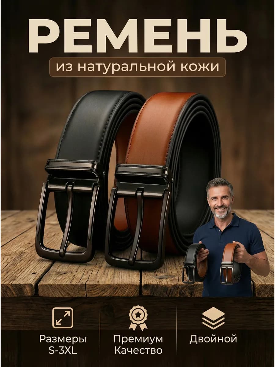 Ремень из натуральной кожи для брюк и джинс