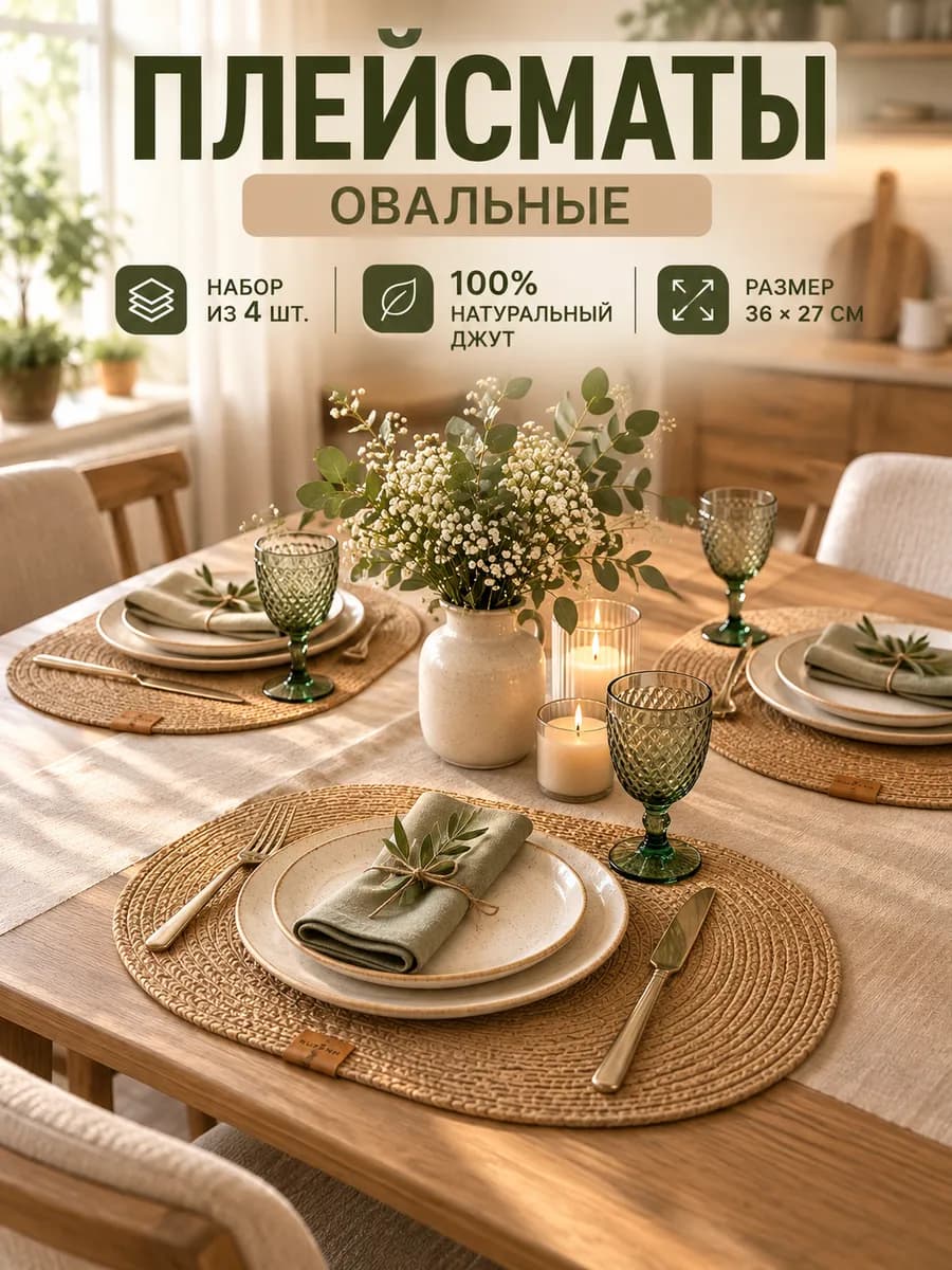 Салфетки сервировочные из джута
