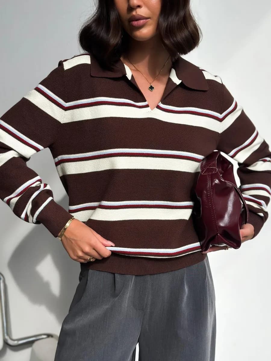 Джемпер поло в полоску
