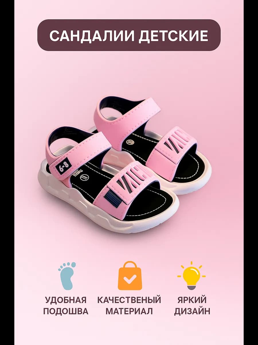 Сандалии резиновые детские на липучке