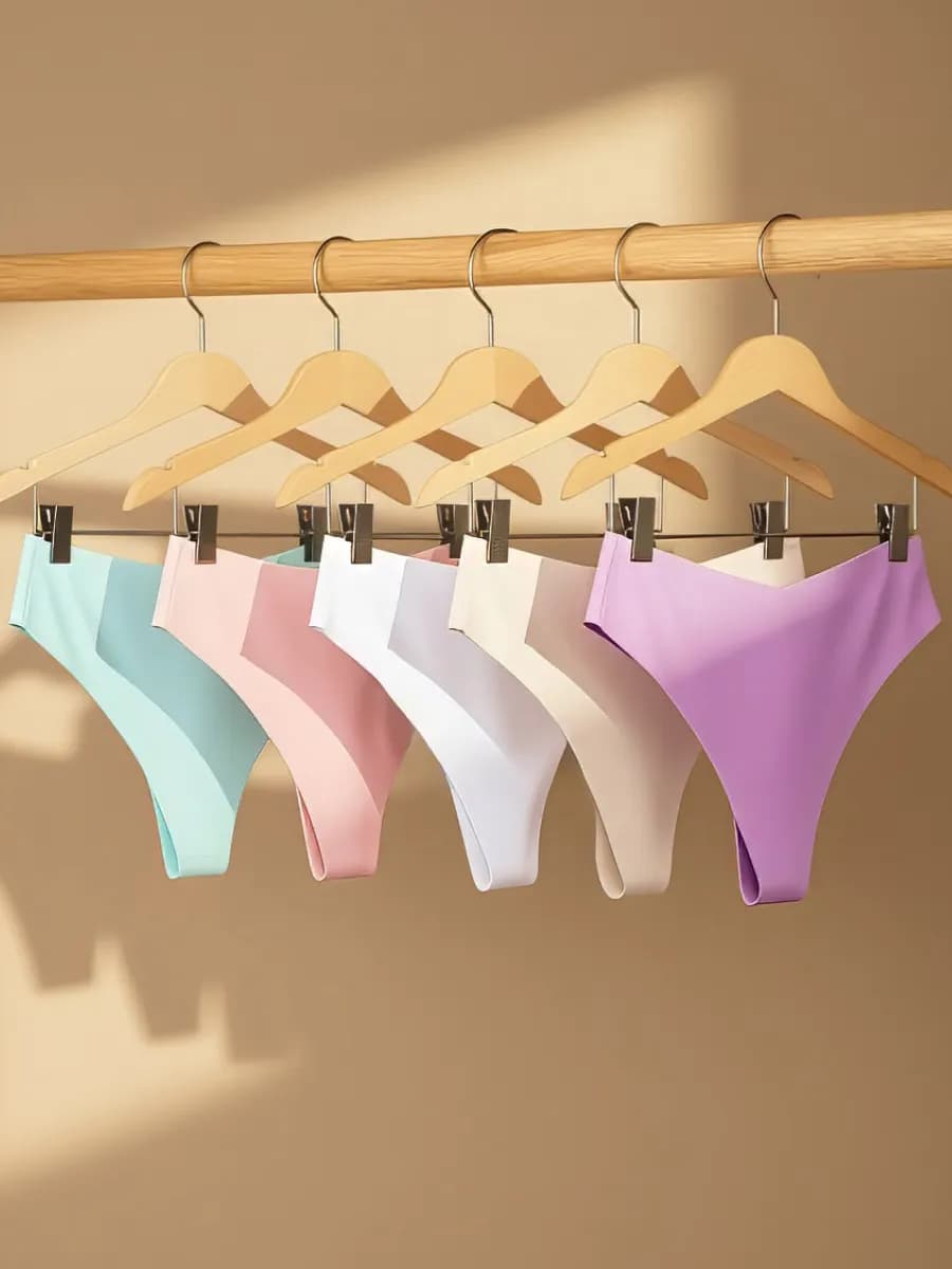 Трусы бесшовные стринги набор, 5 шт