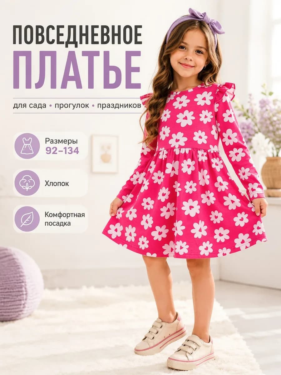 Платье в садик длинный рукав