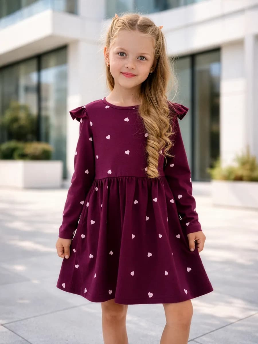 Платье в садик длинный рукав