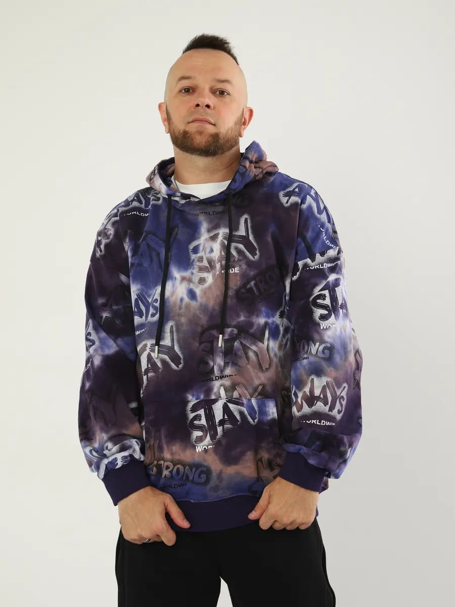 Худи с капюшоном без начеса с принтом