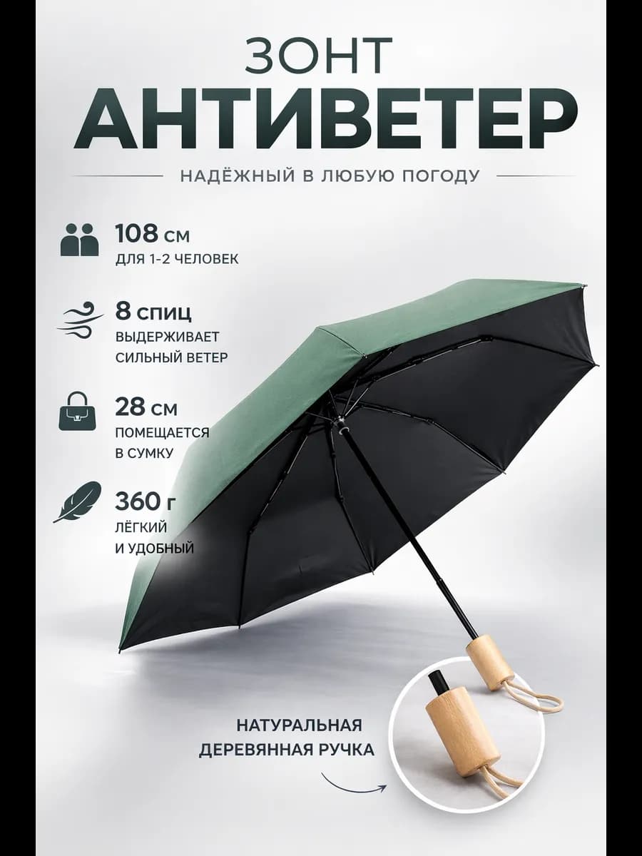 Компактный механический мини зонт антиветер складной