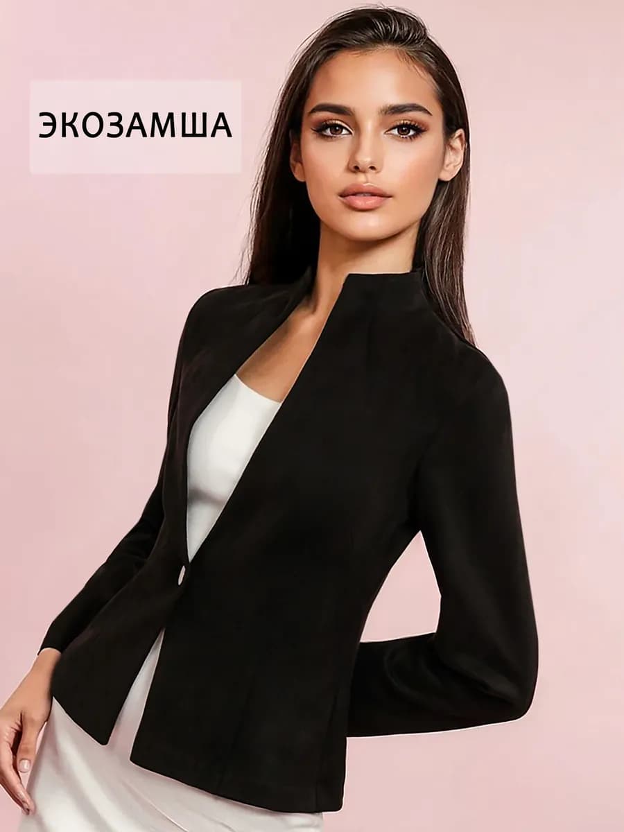Жакет из экозамши вечерний болеро офис