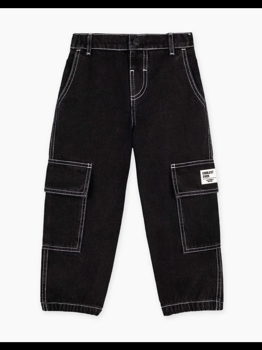 Чёрные джинсы Jogger Cargo с нашивкой