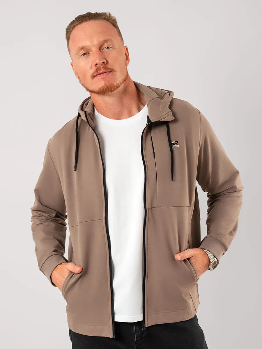 Спортивная зип толстовка на молнии с капюшоном - фото 1