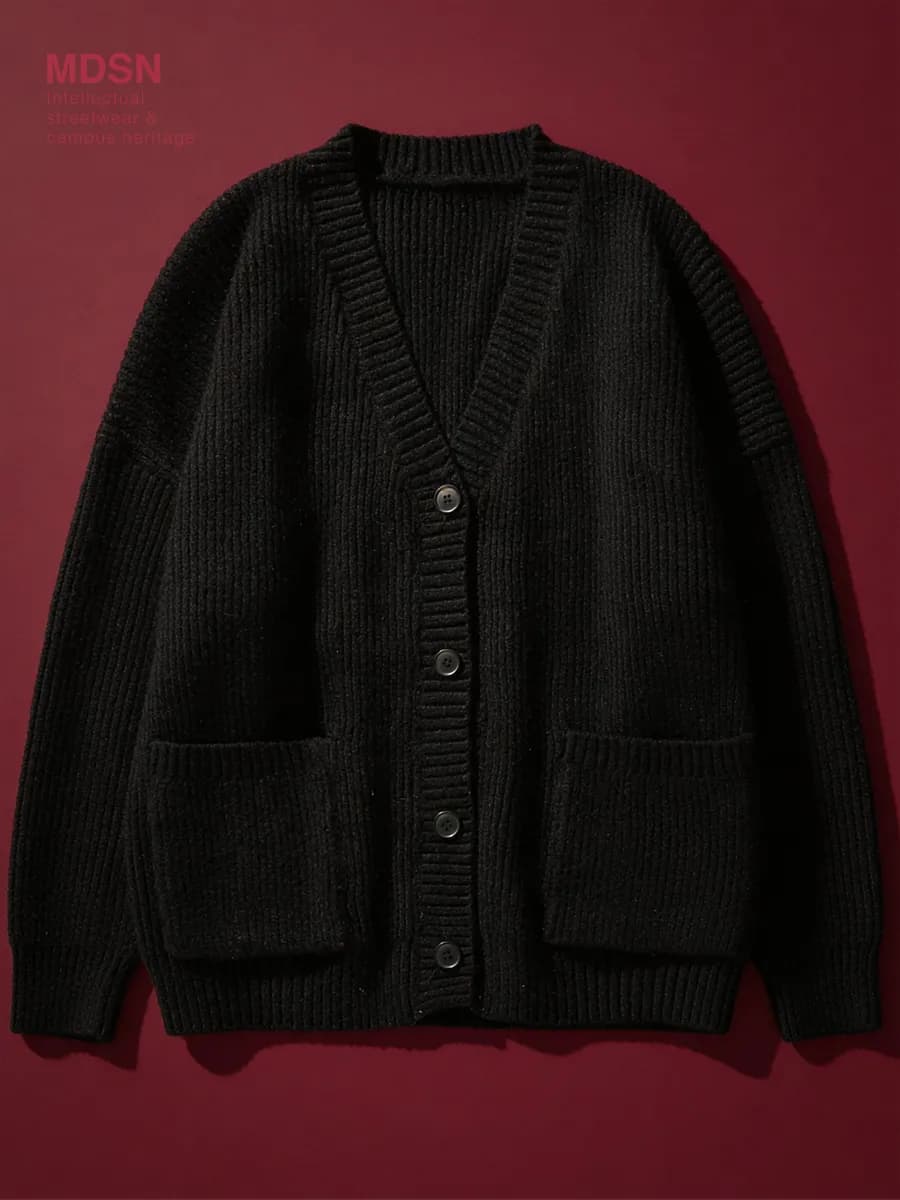 Кардиган оверсайз вязаный с пуговицами и карманами