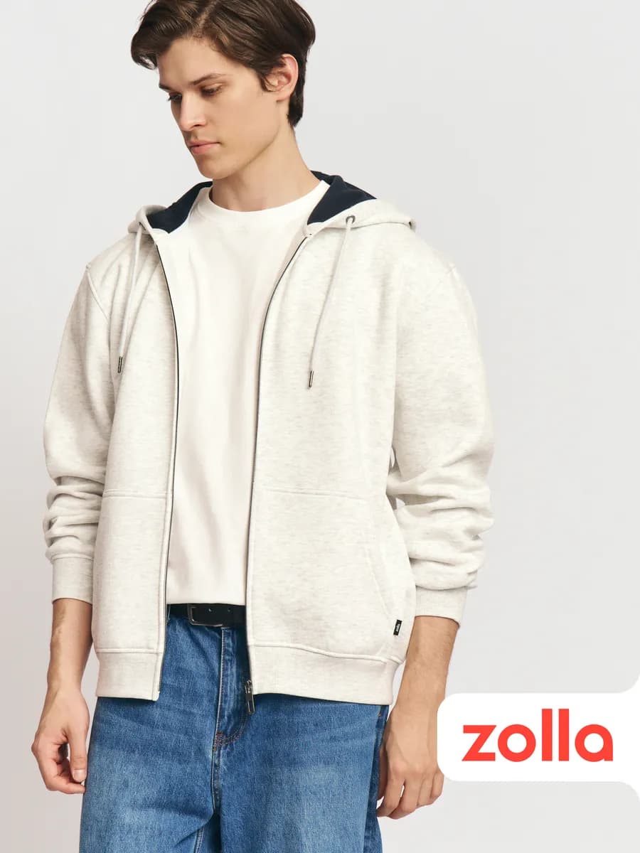 Мужская толстовка на молнии однотонная