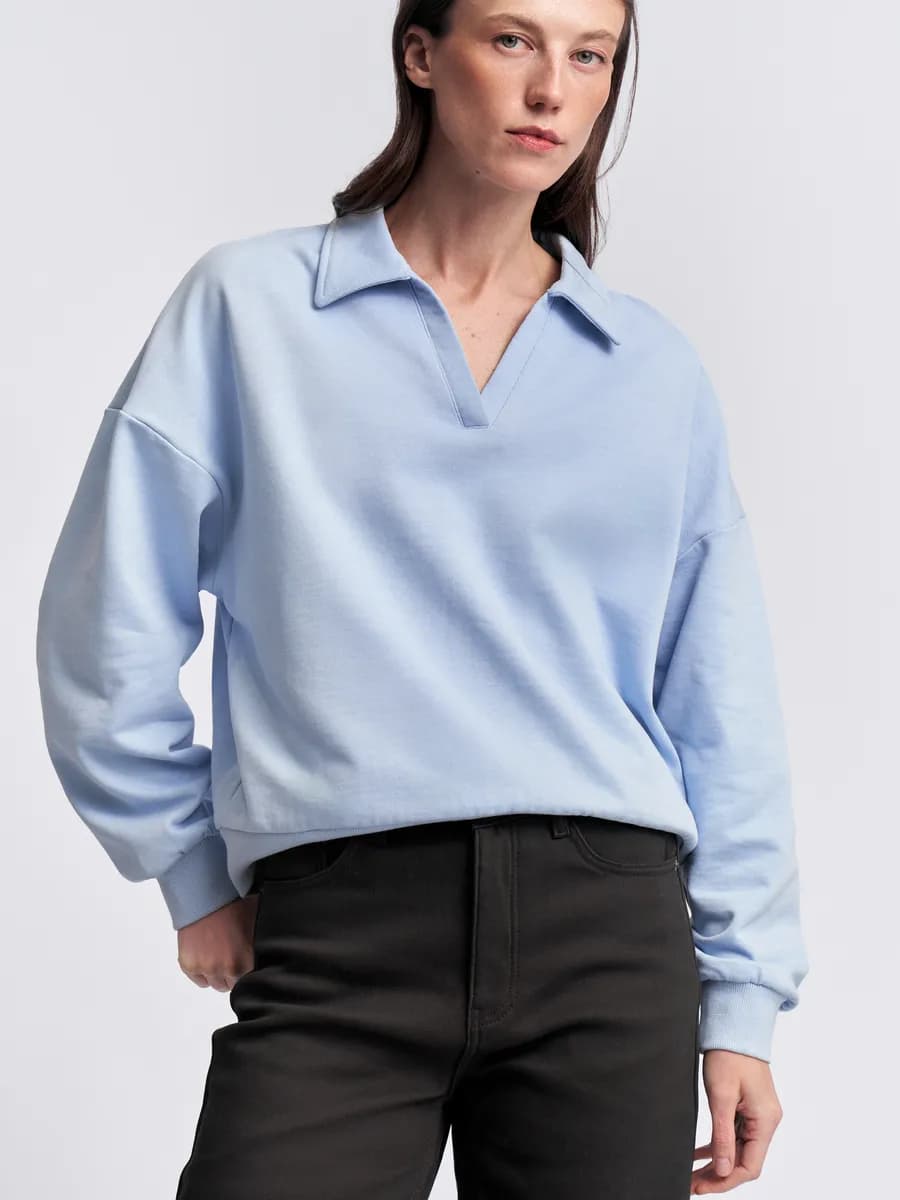 Женский свитшот с воротником поло хлопок