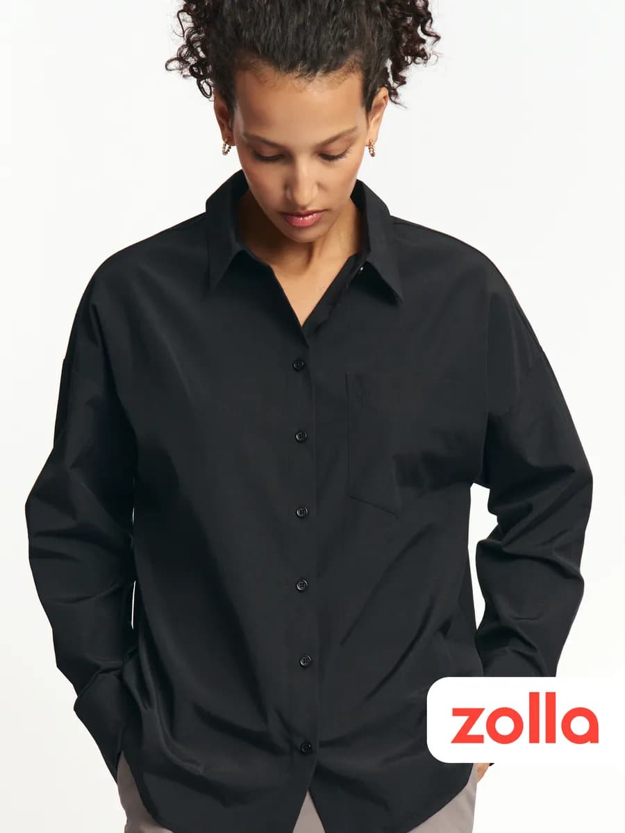 Женская свободная рубашка с карманом