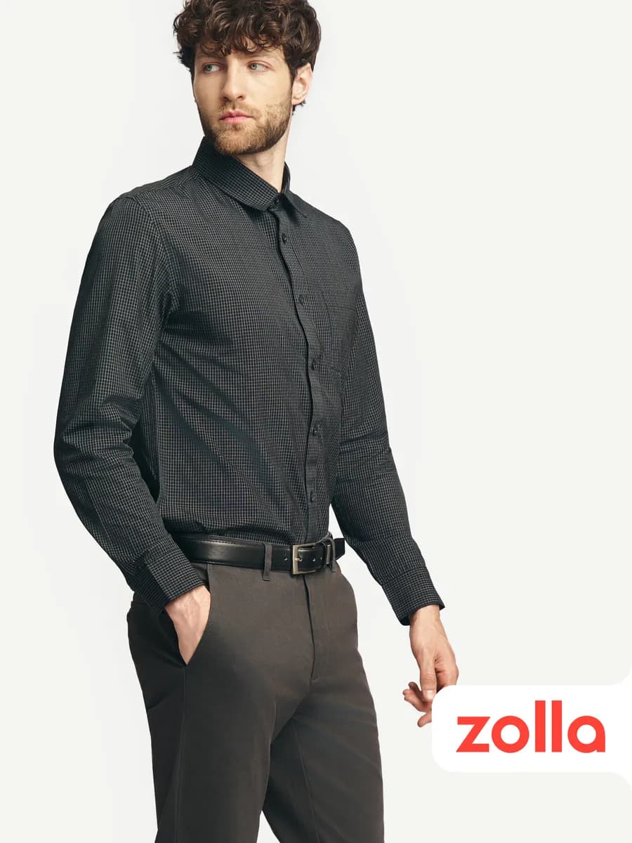 Мужская рубашка в клетку длинный рукав