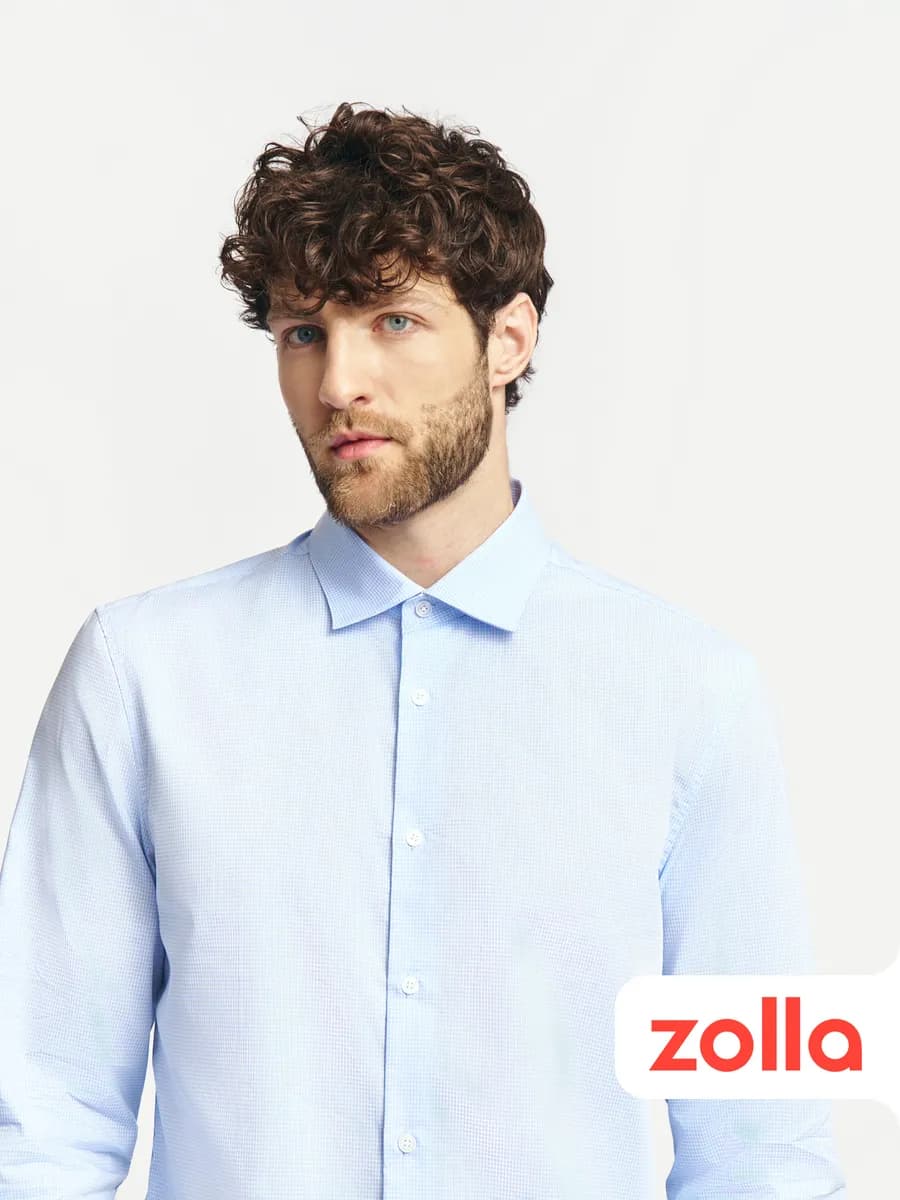 Мужская рубашка в клетку длинный рукав