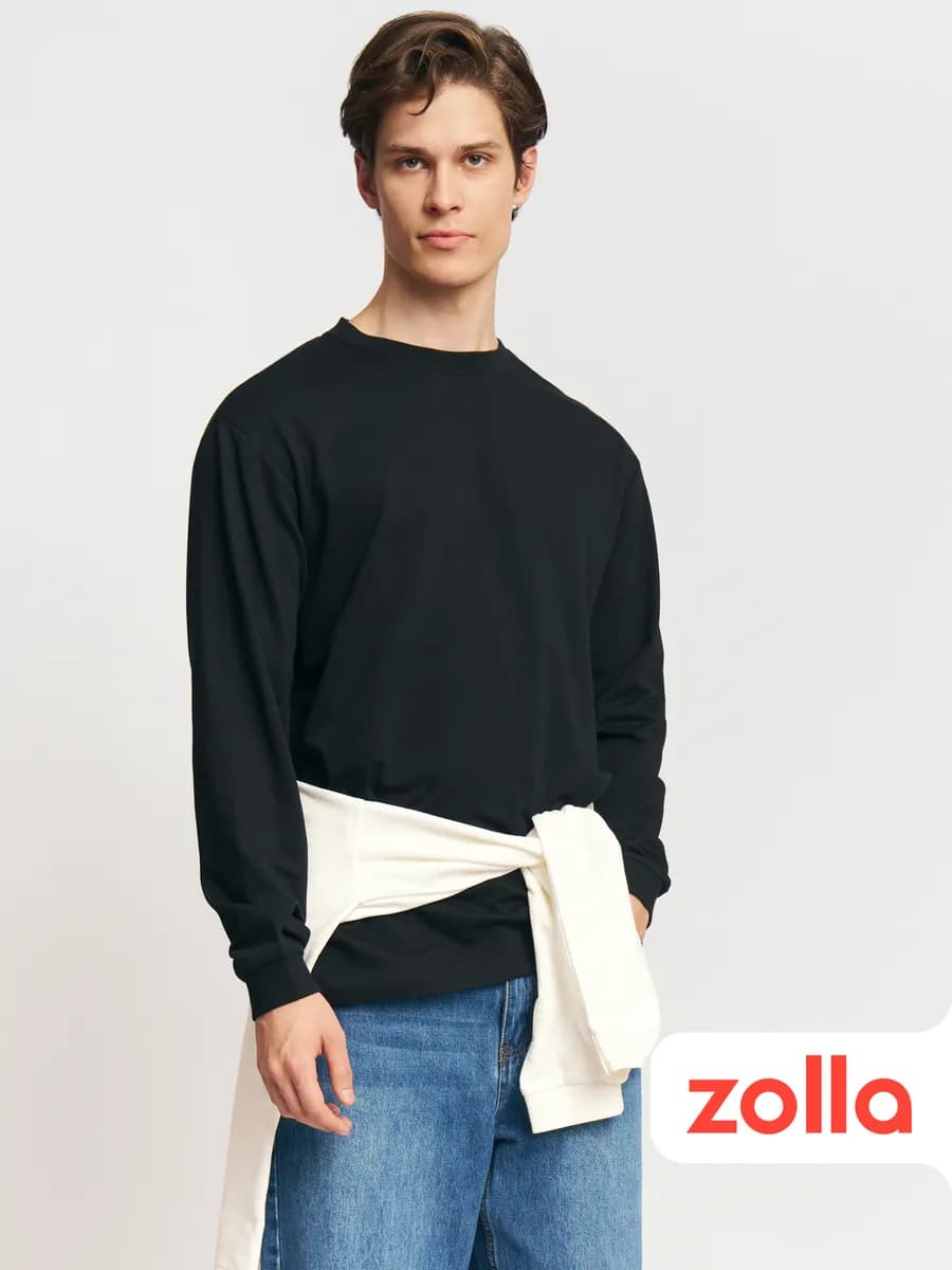 Мужской однотонный лонгслив из хлопка