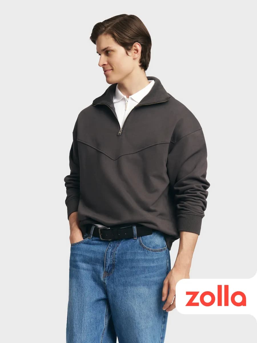 Мужской свитшот оверсайз с воротником