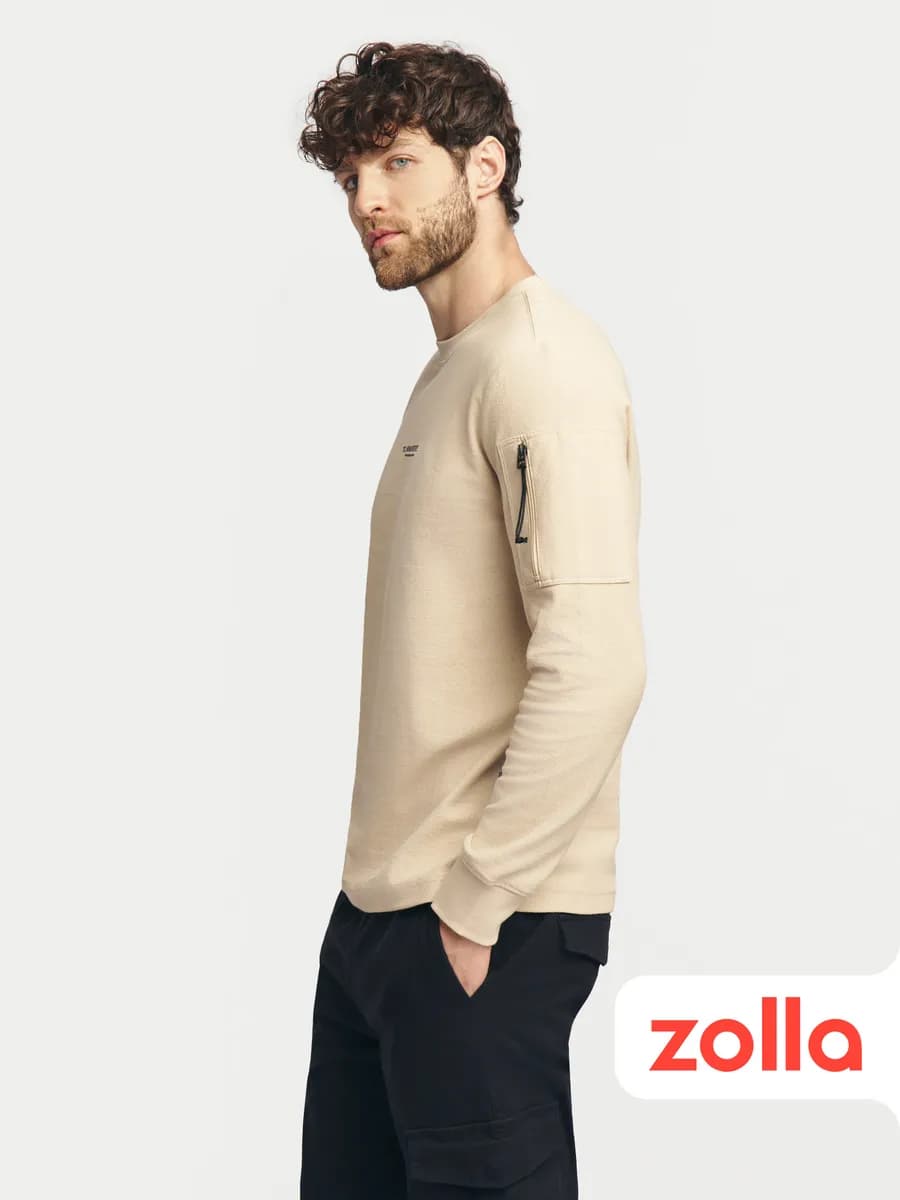 Мужской однотонный лонгслив из хлопка