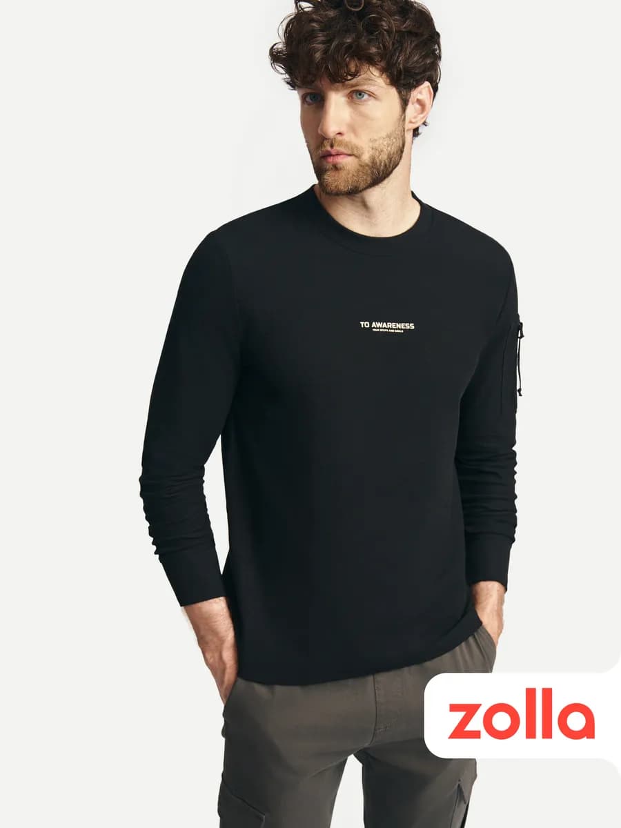 Мужской однотонный лонгслив из хлопка