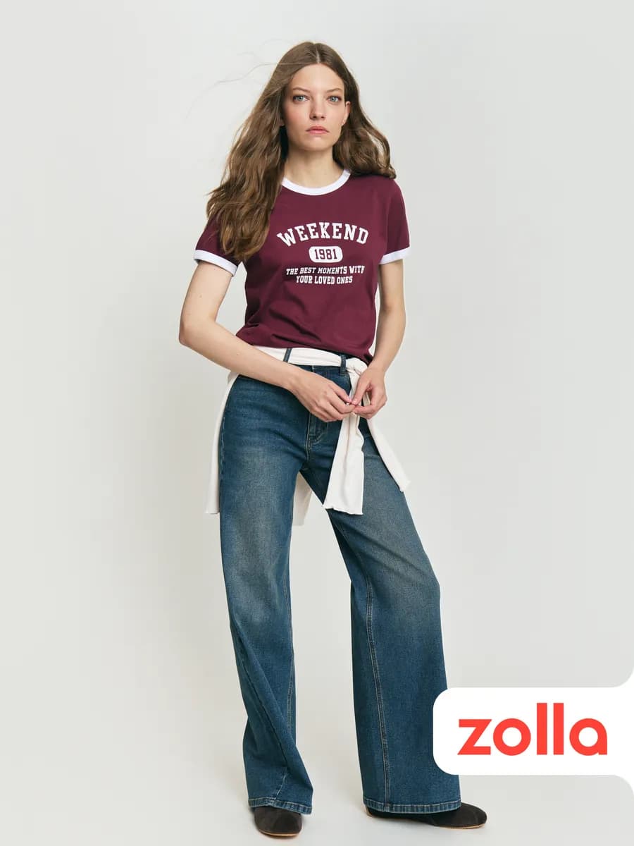 Джинсы силуэта Wide с высокой посадкой