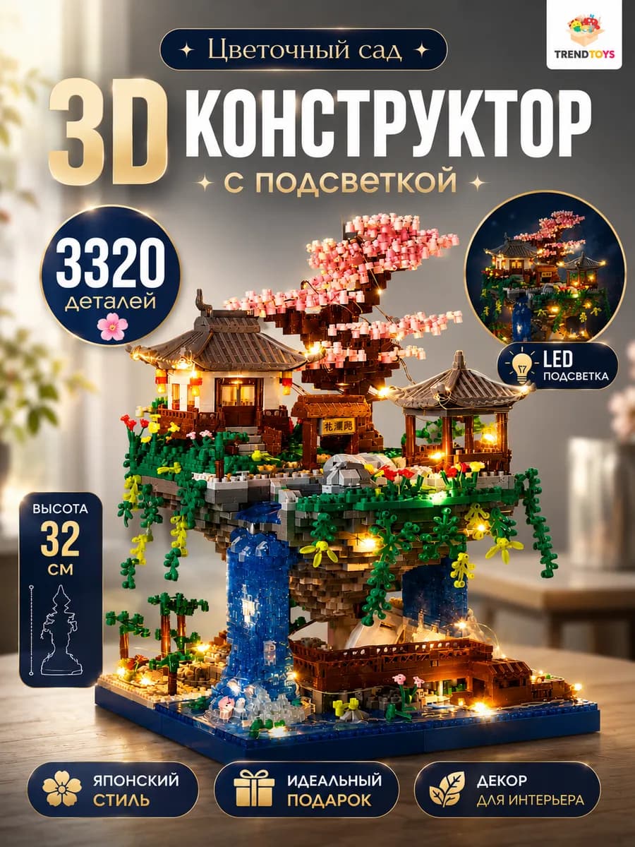 Конструктор 3д ночник Висячий Сад с подсветкой