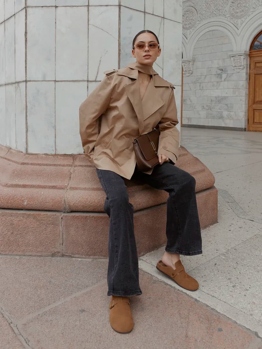 Тренч плащ укороченный