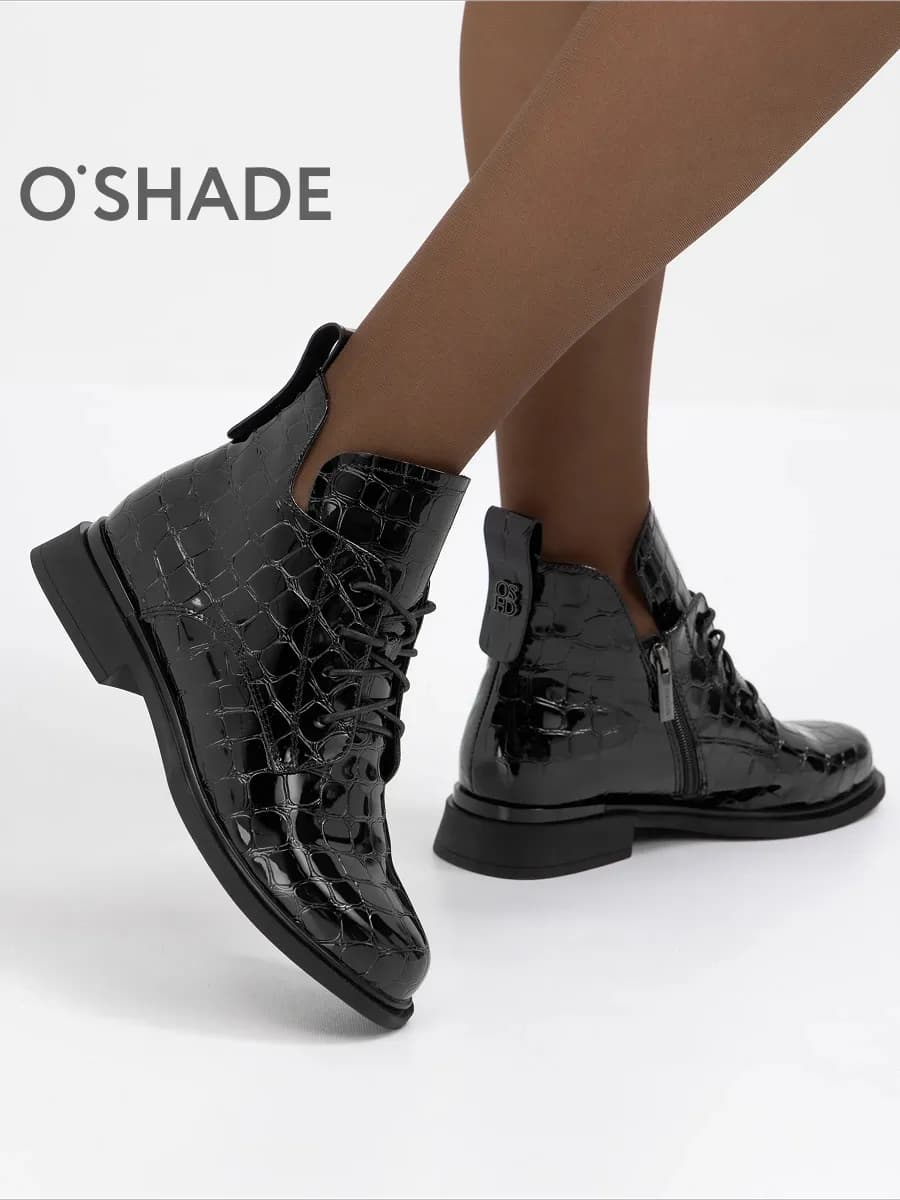 Ботинки лаковые женские демисезонные - фото 1