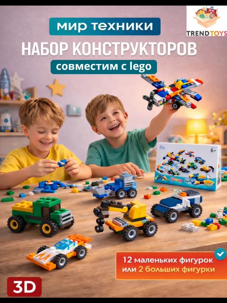 Конструктор детский Техника. Набор конструкторов 12 шт