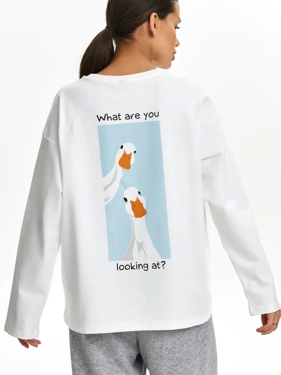 Лонгслив оверсайз с принтом Гуси