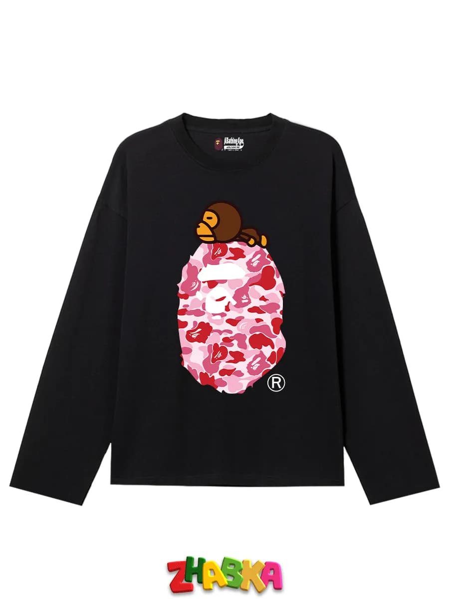 лонгслив с принтом оверсайз BAPE бейп sk8