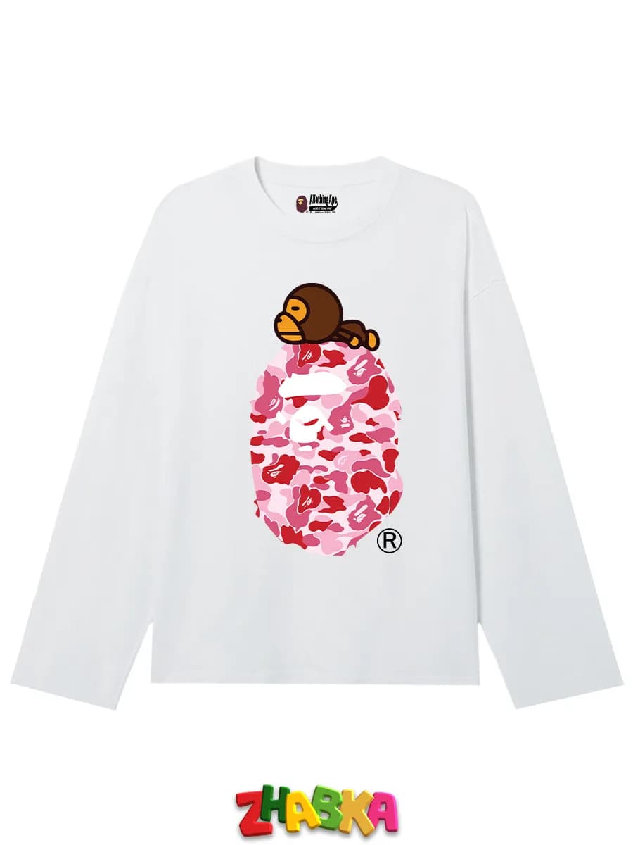 лонгслив с принтом оверсайз BAPE бейп sk8
