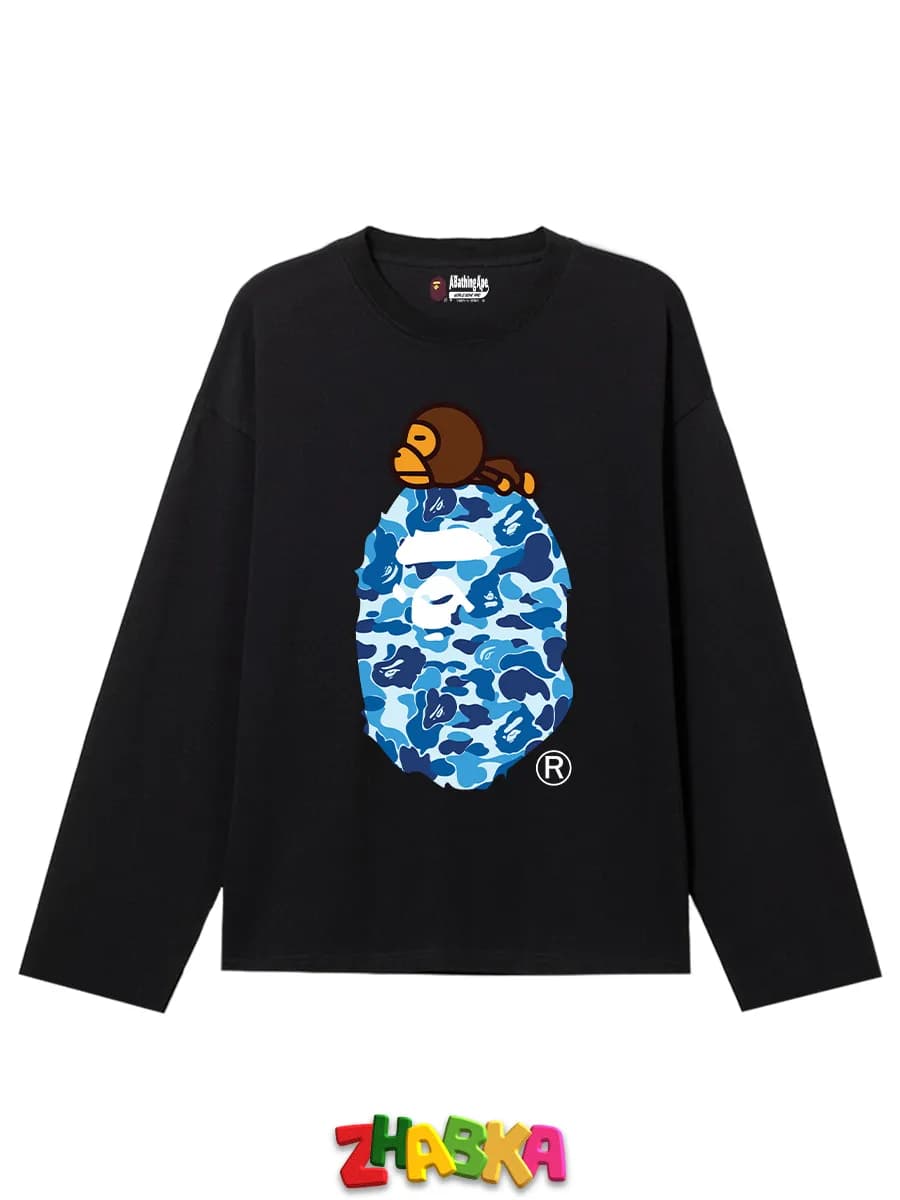 лонгслив с принтом оверсайз BAPE бейп sk8