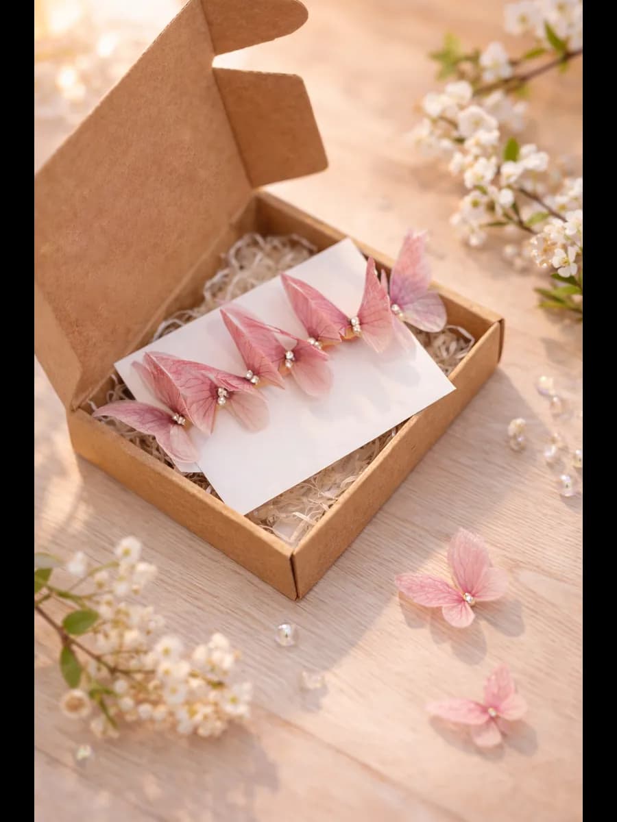 Повязка с пудровыми бабочками для новорожденных