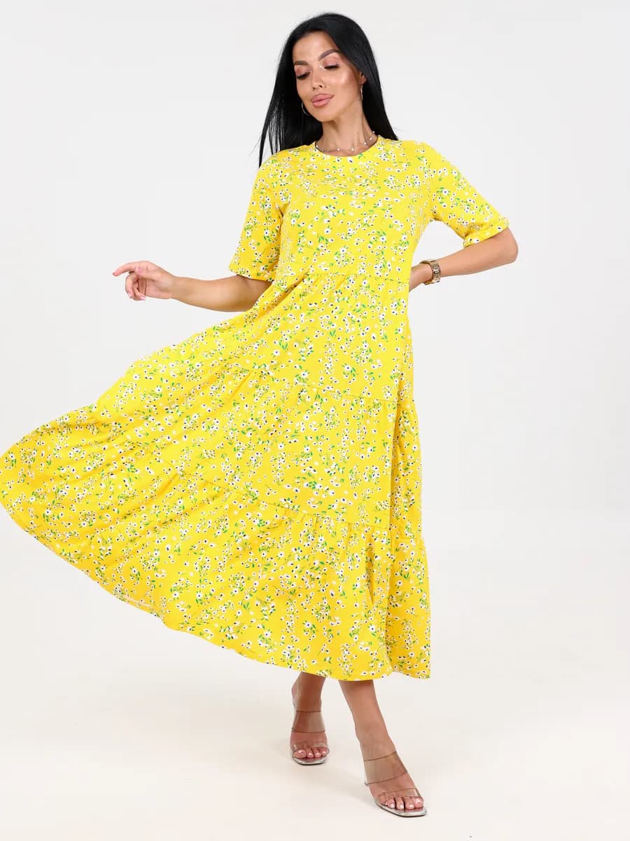 Платье летнее нарядное желтое - фото 1