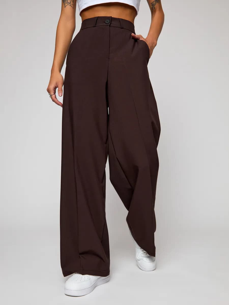 Школьные Брюки палаццо с высокой посадкой офисные