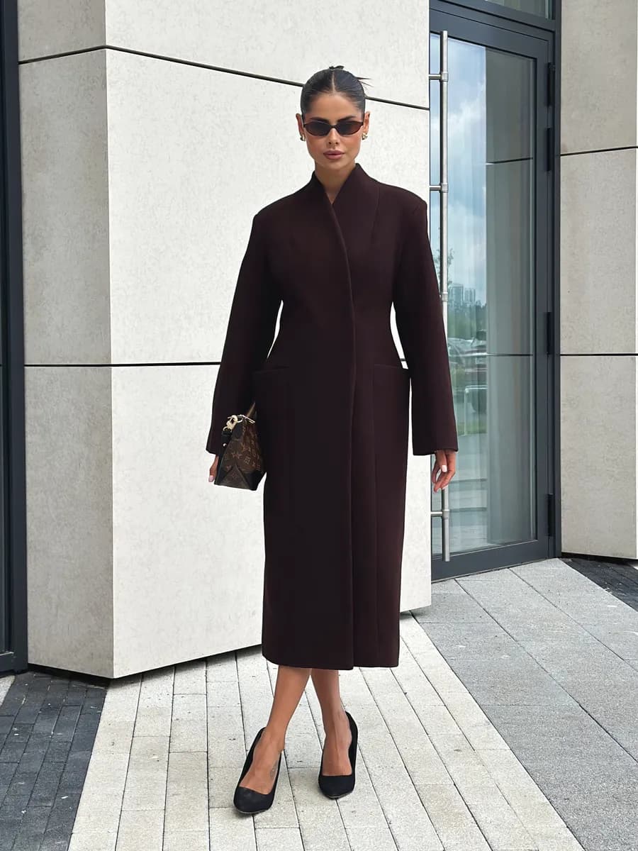 Пальто приталенное длинное