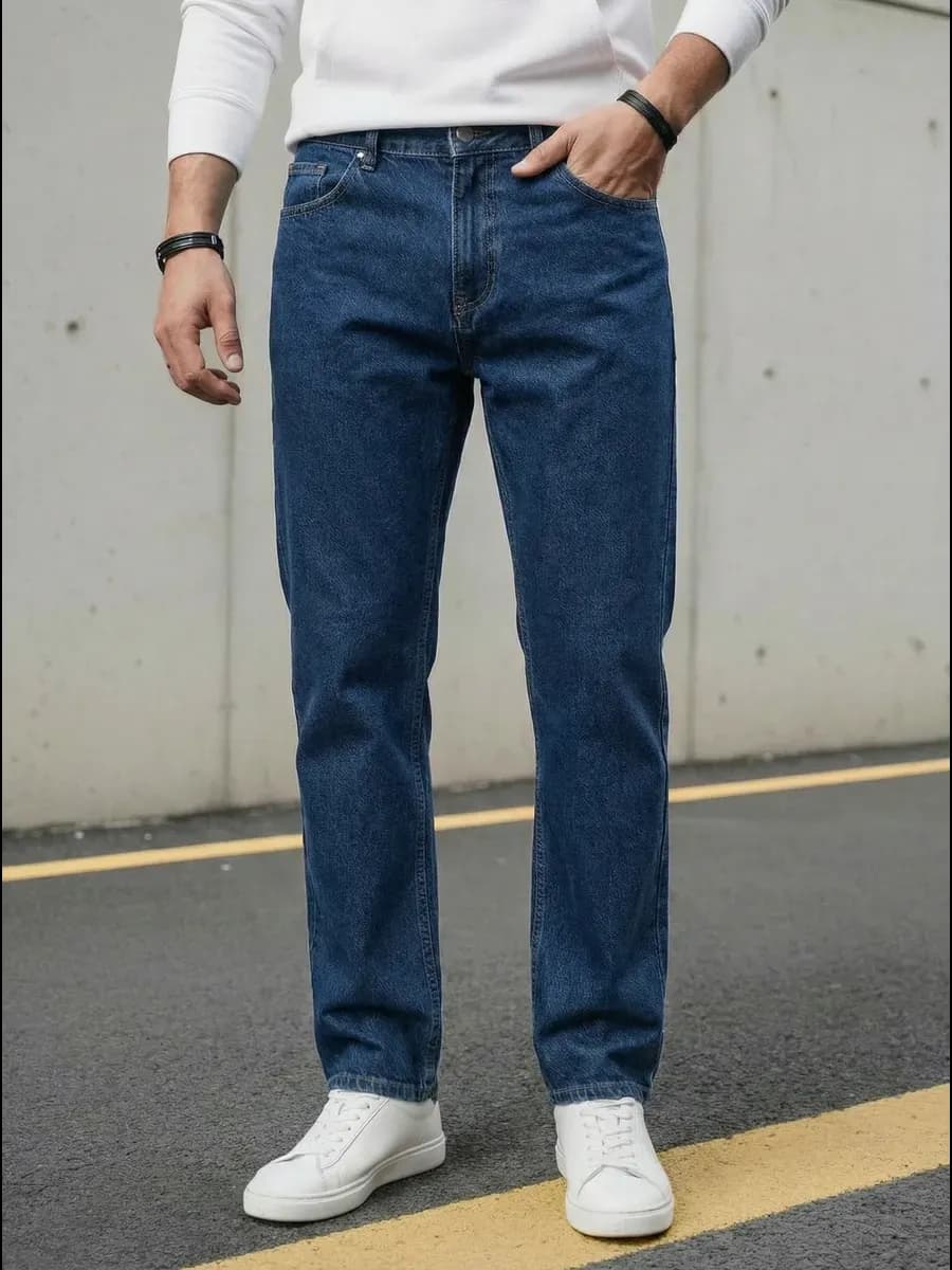 Джинсы прямого кроя турецкого синего цвета