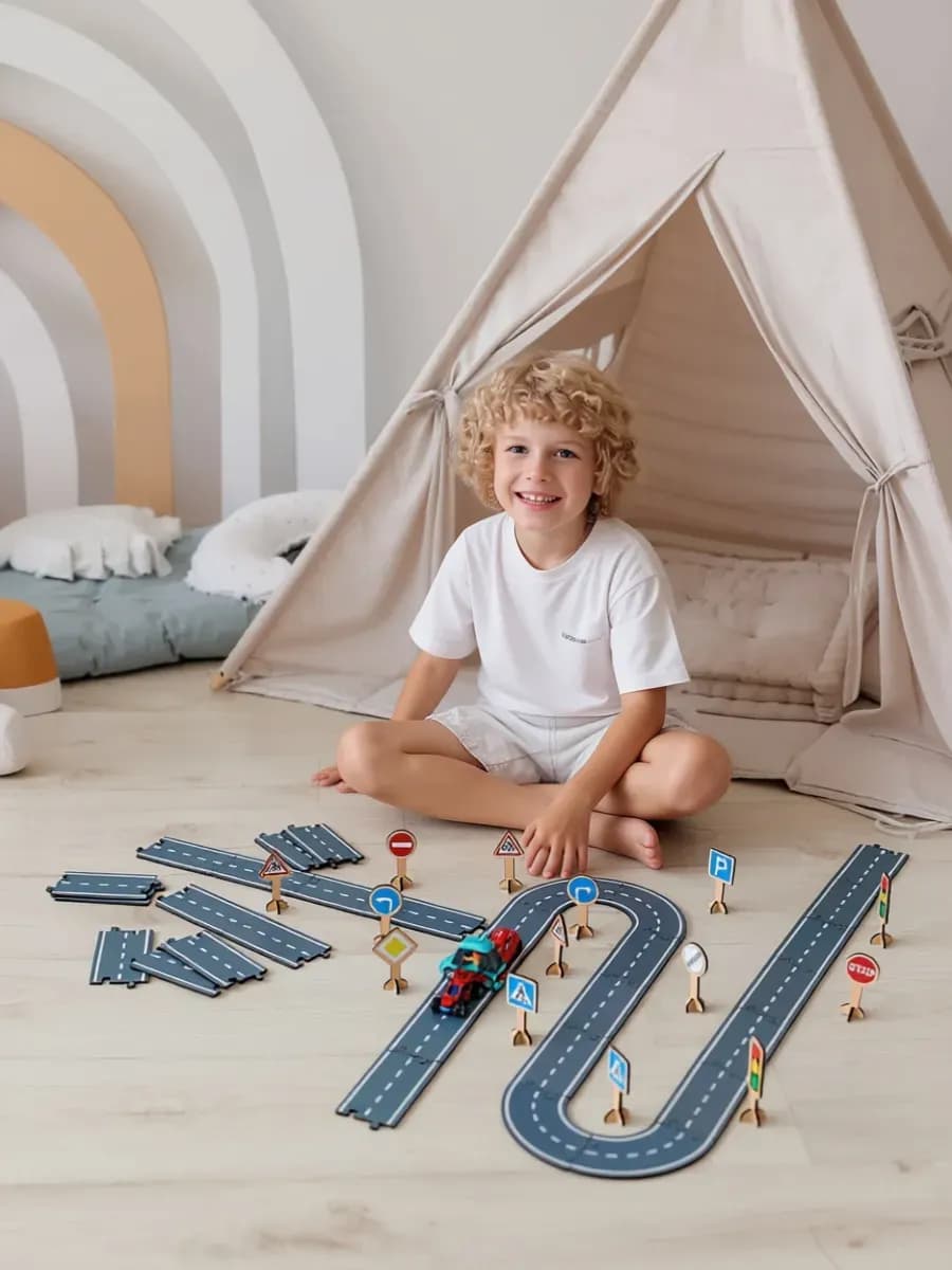 Пазл дорога для детей со знаками дорожного движения