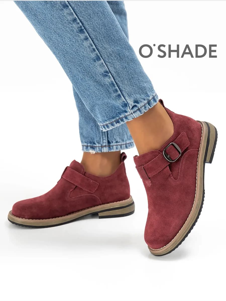 Полуботинки женские бордовые - фото 1