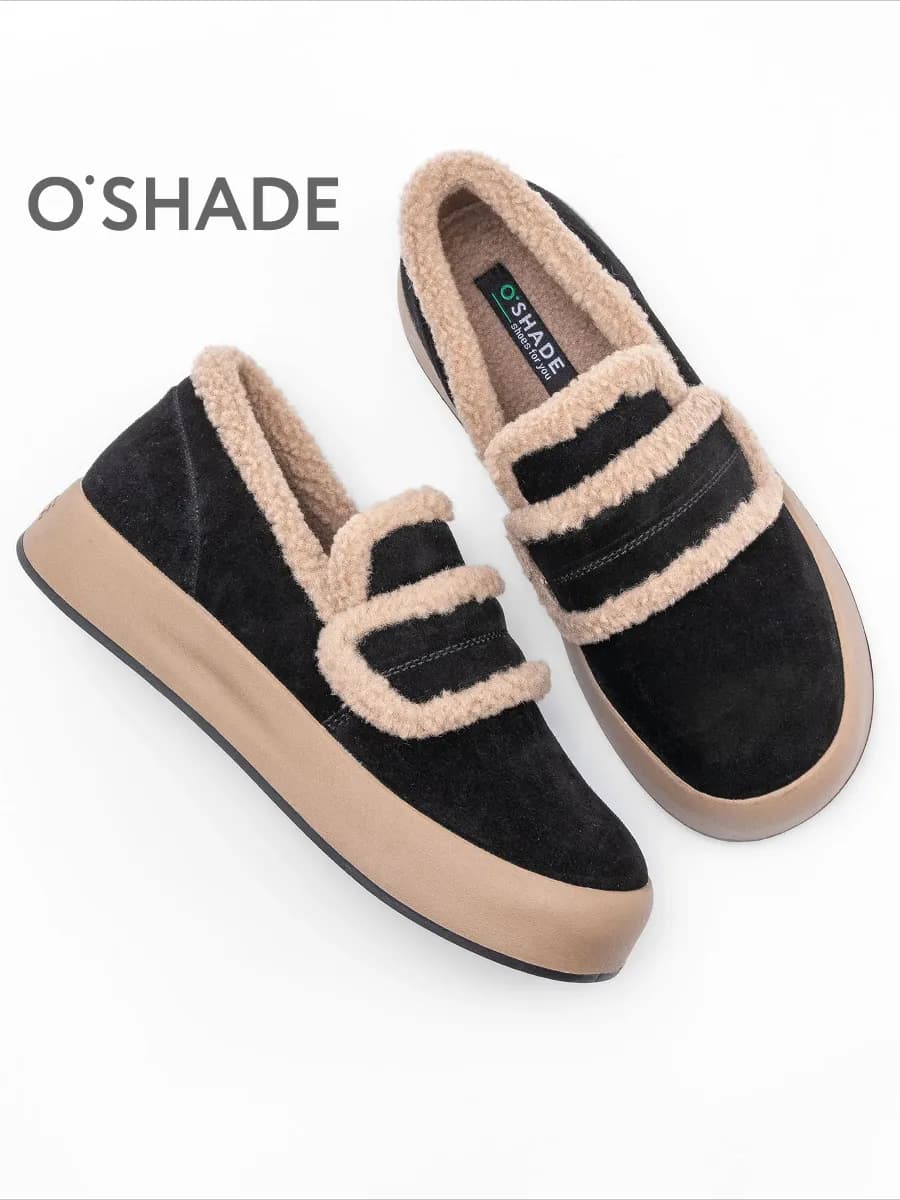 O'SHADE Лоферы зимние женские с мехом