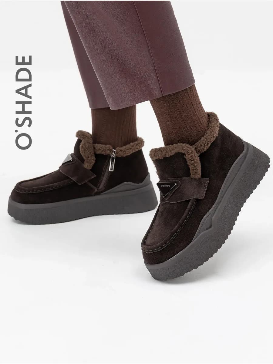 Ботинки коричневые женские утепленные